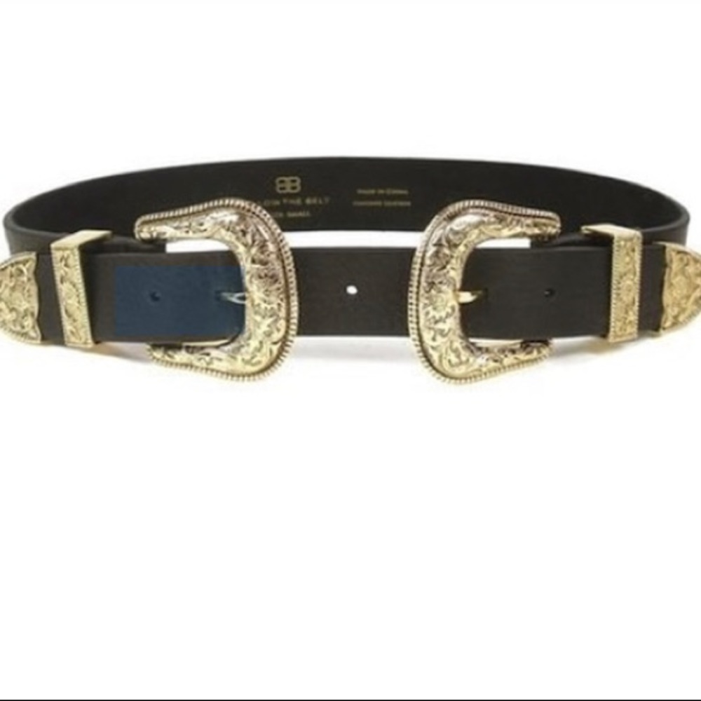 B-low the Belt Double Buckle Blk/Gold Belt, S